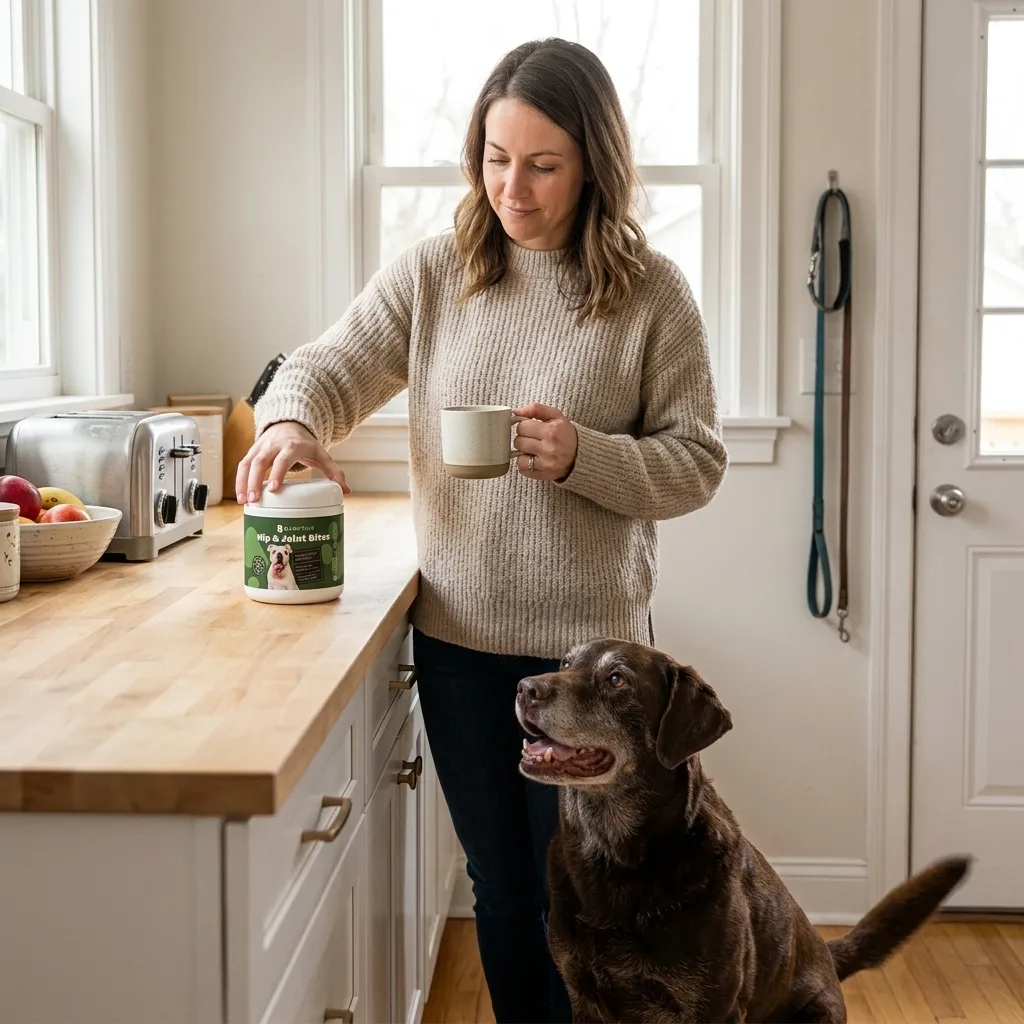 Morning routine with Barktive in the kitchen